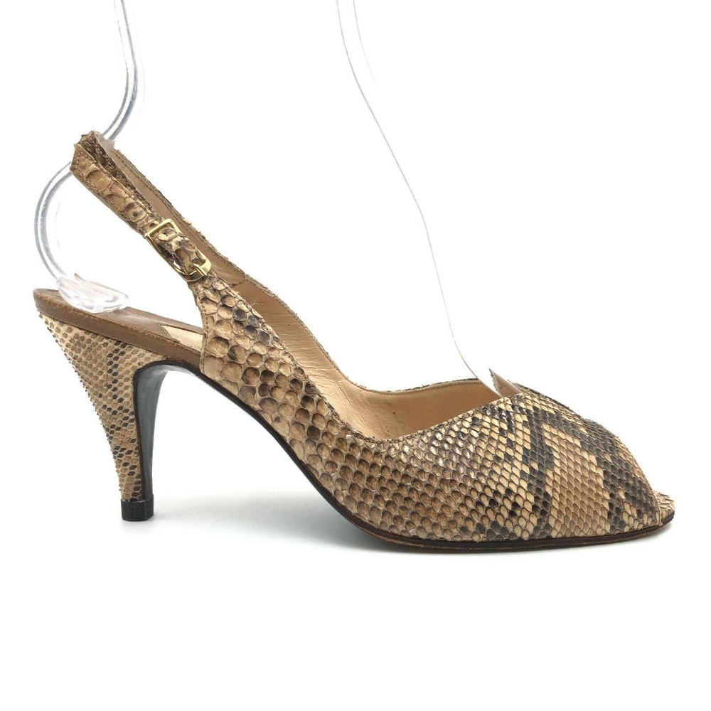 Stuart Weitzman Snakeskin Peep Toe Slingbacks